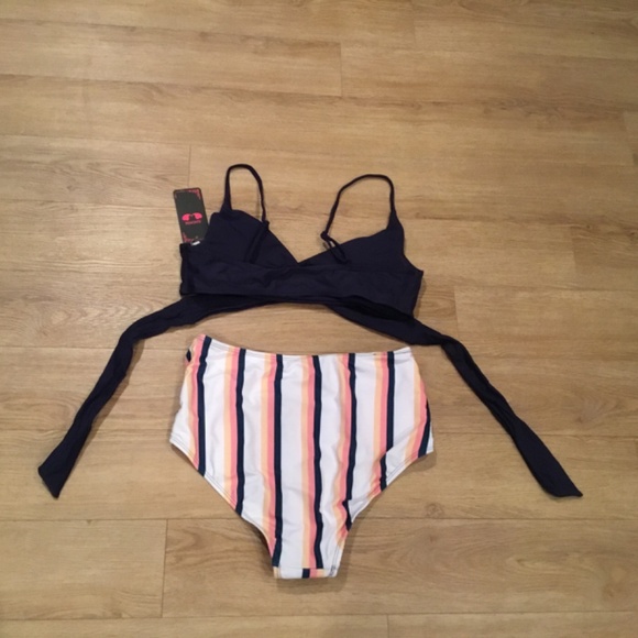 Women's Push Up Cross Wrap High Waisted Bikini Swimsuit - Picture 6 of 8